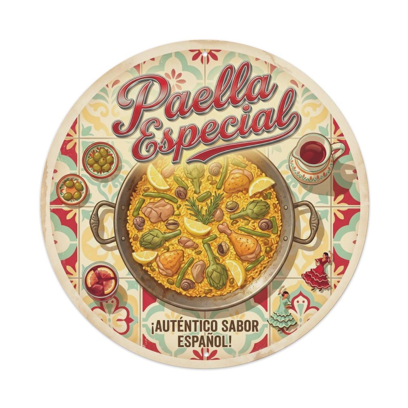 Spanish Paella Cuisine 1950s Diner Food Culture Metal Tin Sign