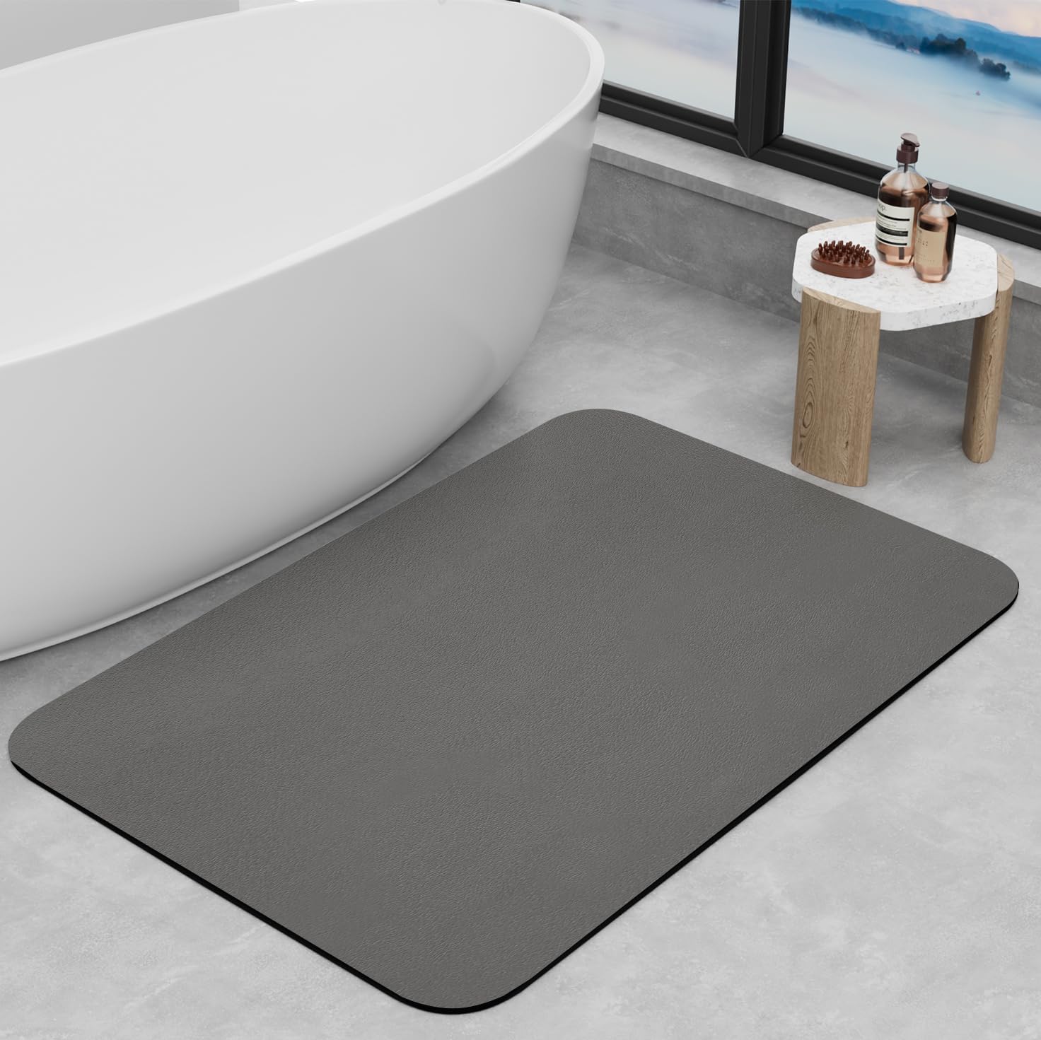 ZICRO Bath Mat Non Slip Rubber Backed Bathroom Mat,Quick Dry Absorbent Shower Mat,Diatomite Bath Mats for Bathroom Floor,Kitchen (Dark Grey, 43x120cm) — image 1