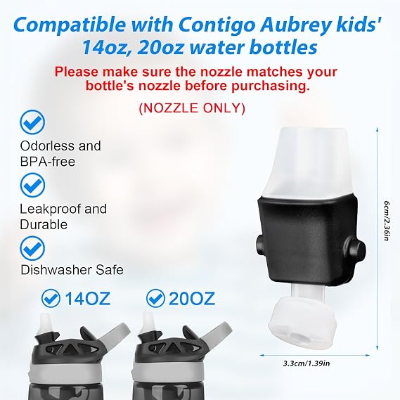 6pcs Replacement Spout for Contigo, Soft Lids Replacement with Screwdriver BPA-Free Silicone Mouthpiece Parts Compatible with Contigo Aubrey Kids 14oz 20oz Water Bottle