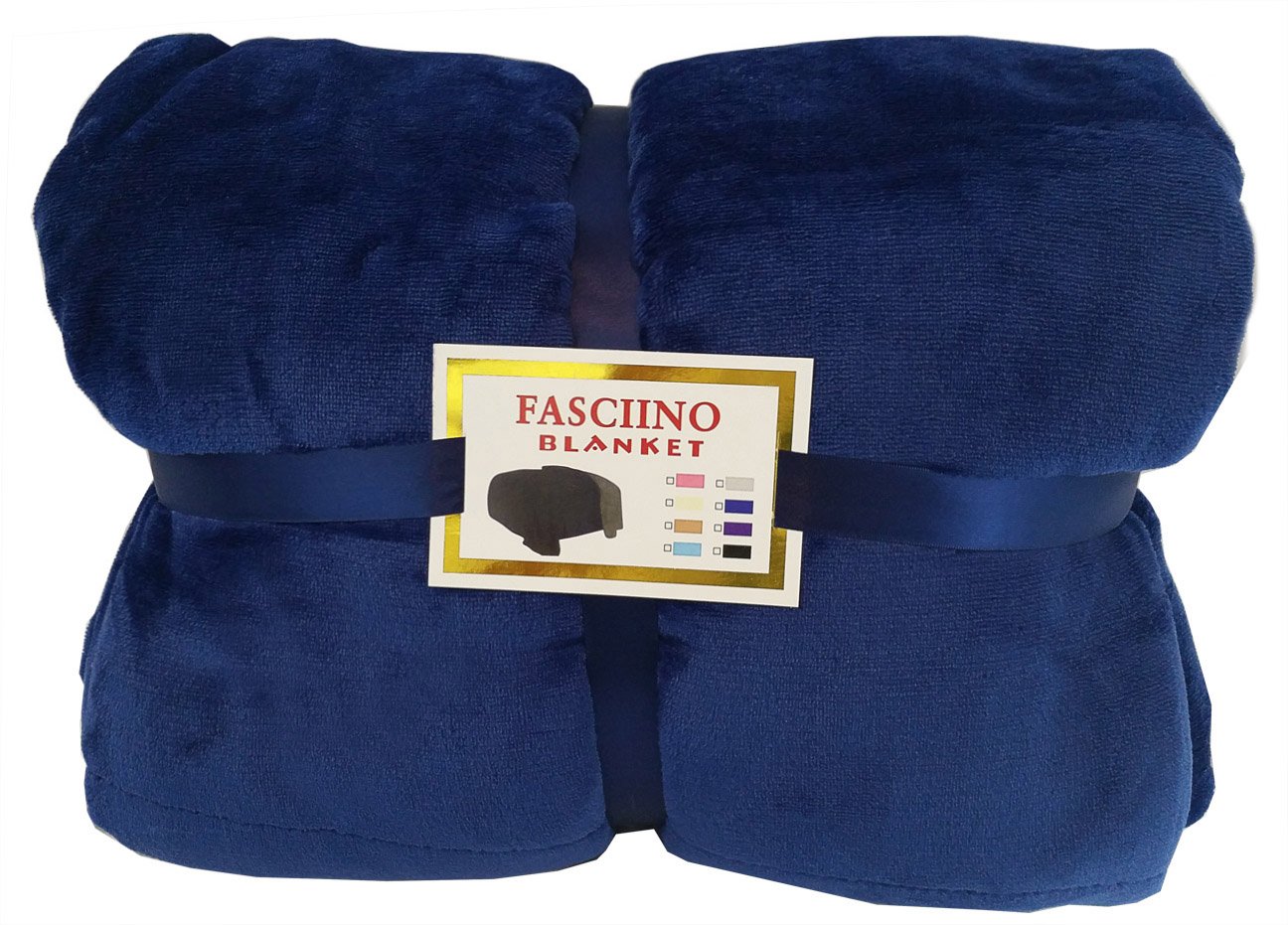 Fasciino Super Soft Plush Velour Mink Borrego Blanket Throw Queen or Full Size Bed (Navy Blue)
