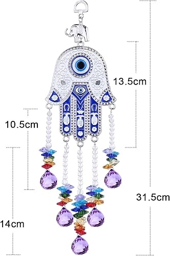 Miniatura 2 de rockcloud Adorno para colgar en la pared de ojo malvado de cristal, atrapa el sol, decoración de coche de la suerte para la protección del hogar y