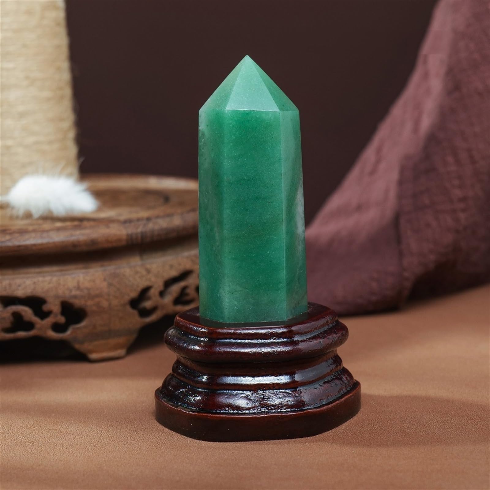 LLBOGRGGN Crystal Point Magic Wand Amethyst Rose Quartz Hexagonal Column Ornaments with Wooden Base (Color :)