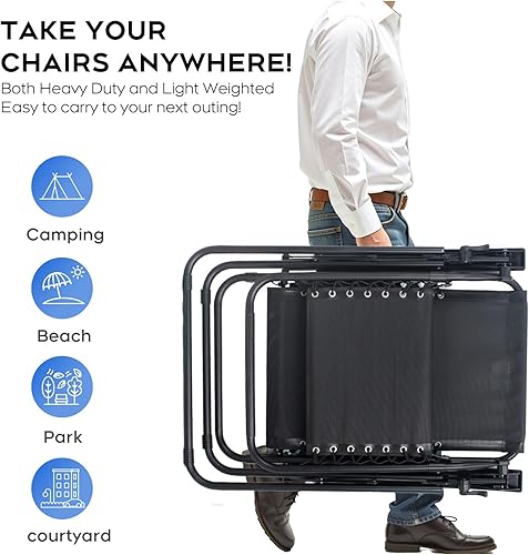 Miniatura 4 de Juego de 2 sillas reclinables ajustables de gravedad cero para exteriores, con bandeja portavasos, almohadas extraíbles, silla reclinable ergonómica