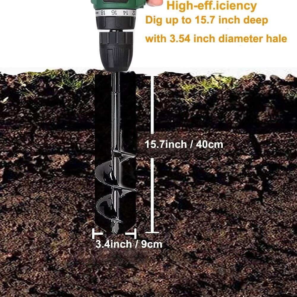 Trapano a spirale da giardino, trivella a spirale, per avvitatore a batteria, trivellazione, trivellazione per trapano, piantatrice di bulbi, strumento di scavo per piantare e forare, 9 x 40 cm