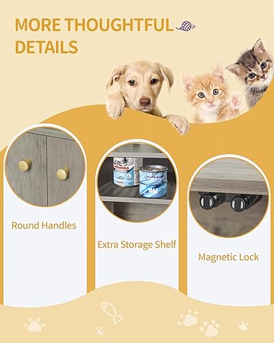 Miniatura 7 de Caja de arena para gatos cerrada, armario oculto con almacenamiento, casa de madera para gatos de interior grande, mesa auxiliar moderna para sala