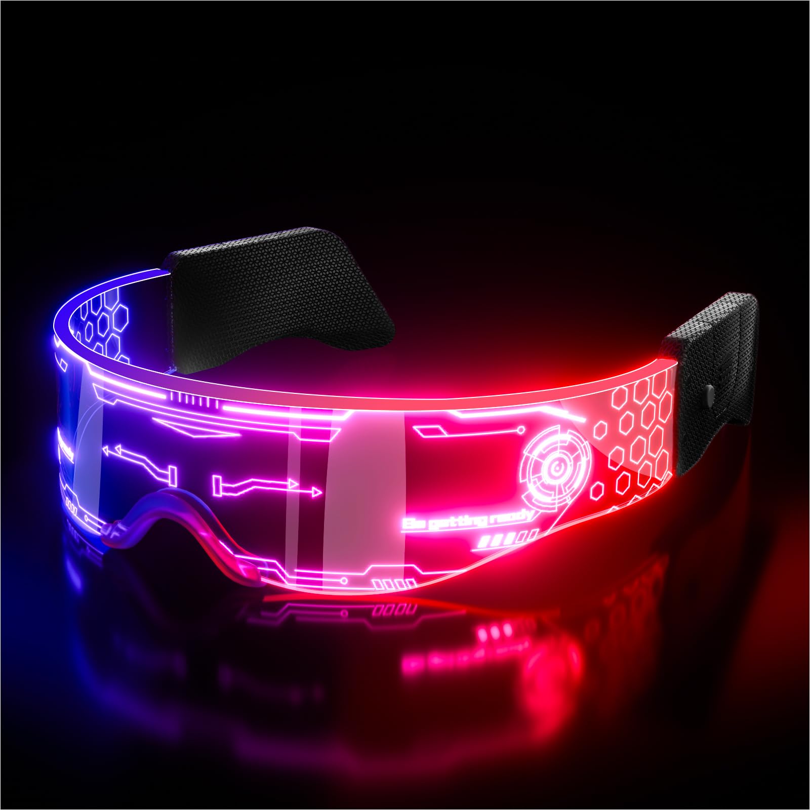 Cool Cyberpunk LED Rave Glasses: Futuristic Light-Up Visor Goggles and Space Sunglasses, Perfect for Space Costume