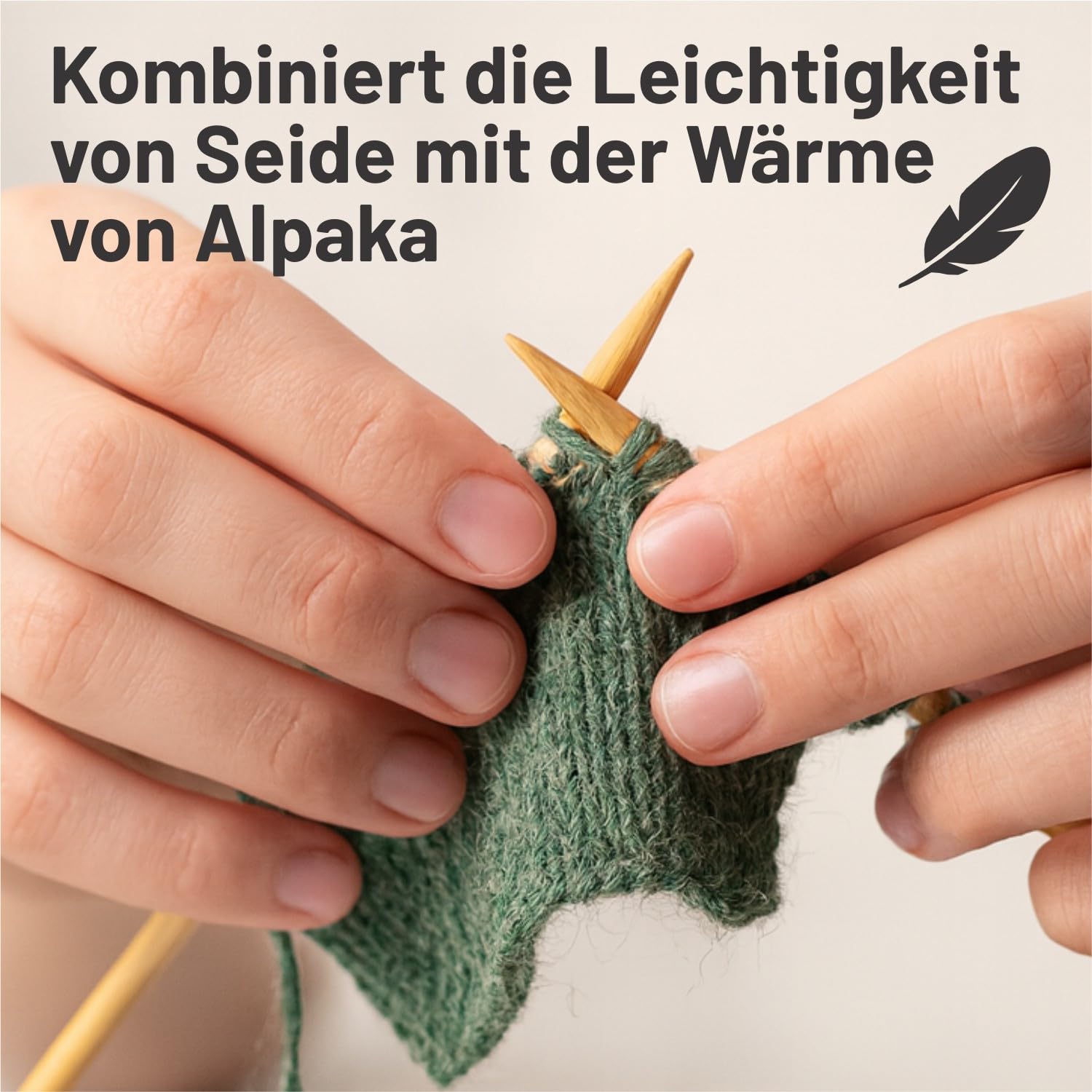 HANSA-FARM |Alpawool 100% Royal Alpaka 200g Set (4 x 50g) edel und absolut kratzfreie Wolle zum Stricken & Häkeln - HF275 Smaragd Melange