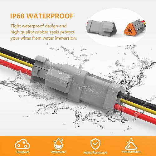 Vista 55 de Newdeli Kit de conectores Deustch de 338 piezas de 2 3 4 6 8 12 pines con herramienta de prensado Deutsch y herramienta de extracción de conector