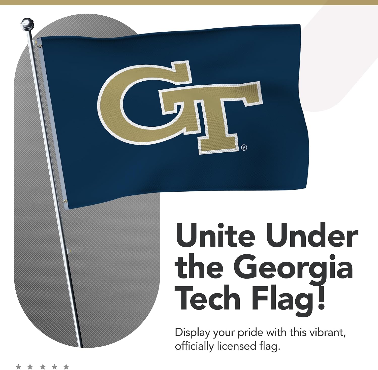 Georgia Tech Yellow Jackets College Sports Printed Flag - NCAA Licensed - Nylon - School Banner (Navy Blue, Gold, 2' x 3')