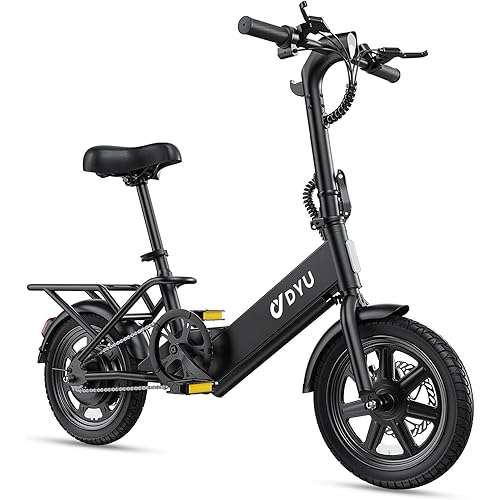 DYU Electric Bike for Adults Teens, Folding Electric Bicycle,Commuter City E-Bike with 350W Motor and 36V 7.8Ah Battery,3 Levels Assist, Dual Disc Brakes