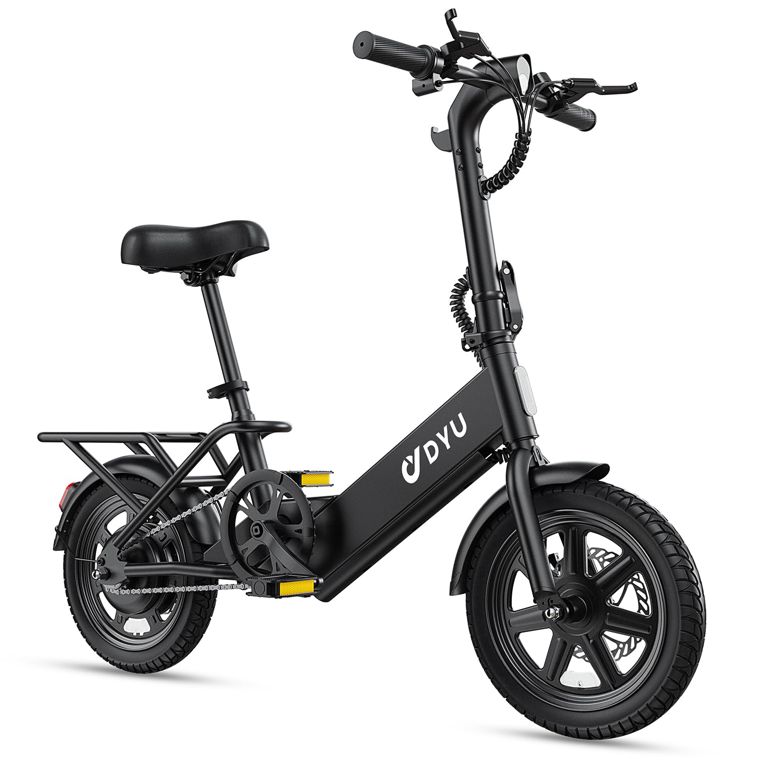 DYU Electric Bike for Adults Teens, Folding Electric Bicycle,Commuter City E-Bike with 350W Motor and 36V 7.8Ah Battery,3 Levels Assist, Dual Disc Brakes