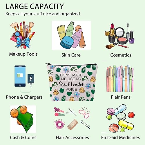 Miniatura 5 de FOTAP Scout Troop Leader Bolsa de Cosméticos Chica Líder Cremallera Bolsa de Cosméticos Tropa Bolsa Scout Líder Regalo, Blanco, Líder Scout