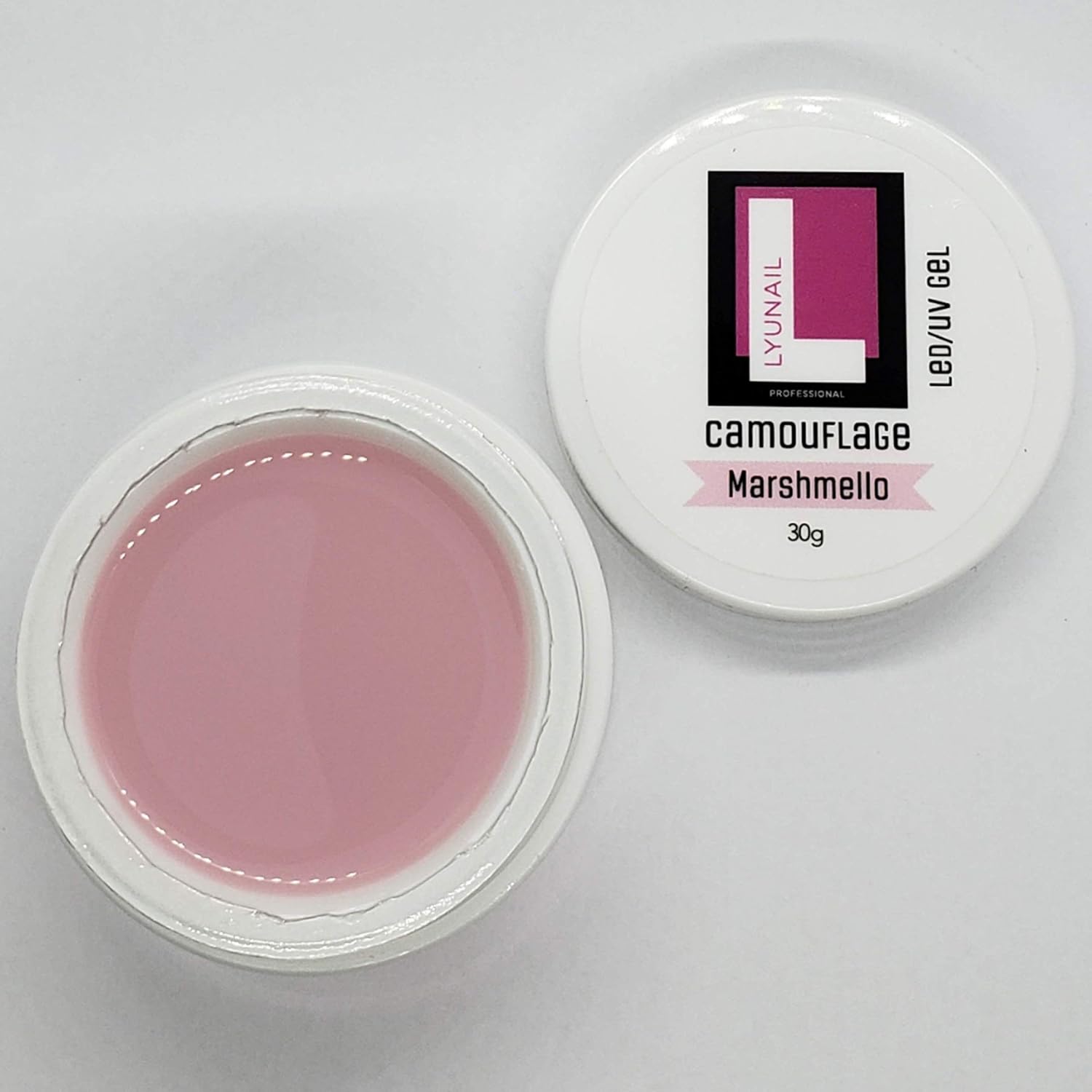 Camouflage Gel (Marshmelo), Color Builder Gel for strengthening natural nails and nail extension, hard gel LED/UV, large volume 30 g, nail styling, nail modeling, nail art