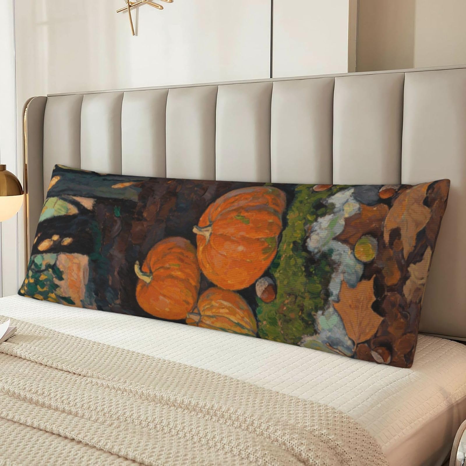 Leaves Pumpkin Body Pillow Cover with Hidden Zipper 54"X20",Ultra Soft Microfiber Long Pillow Case Decorative Bedding Pillowcase Cushion Cover Cases for Bedroom Couch Sofa,Home Gifts