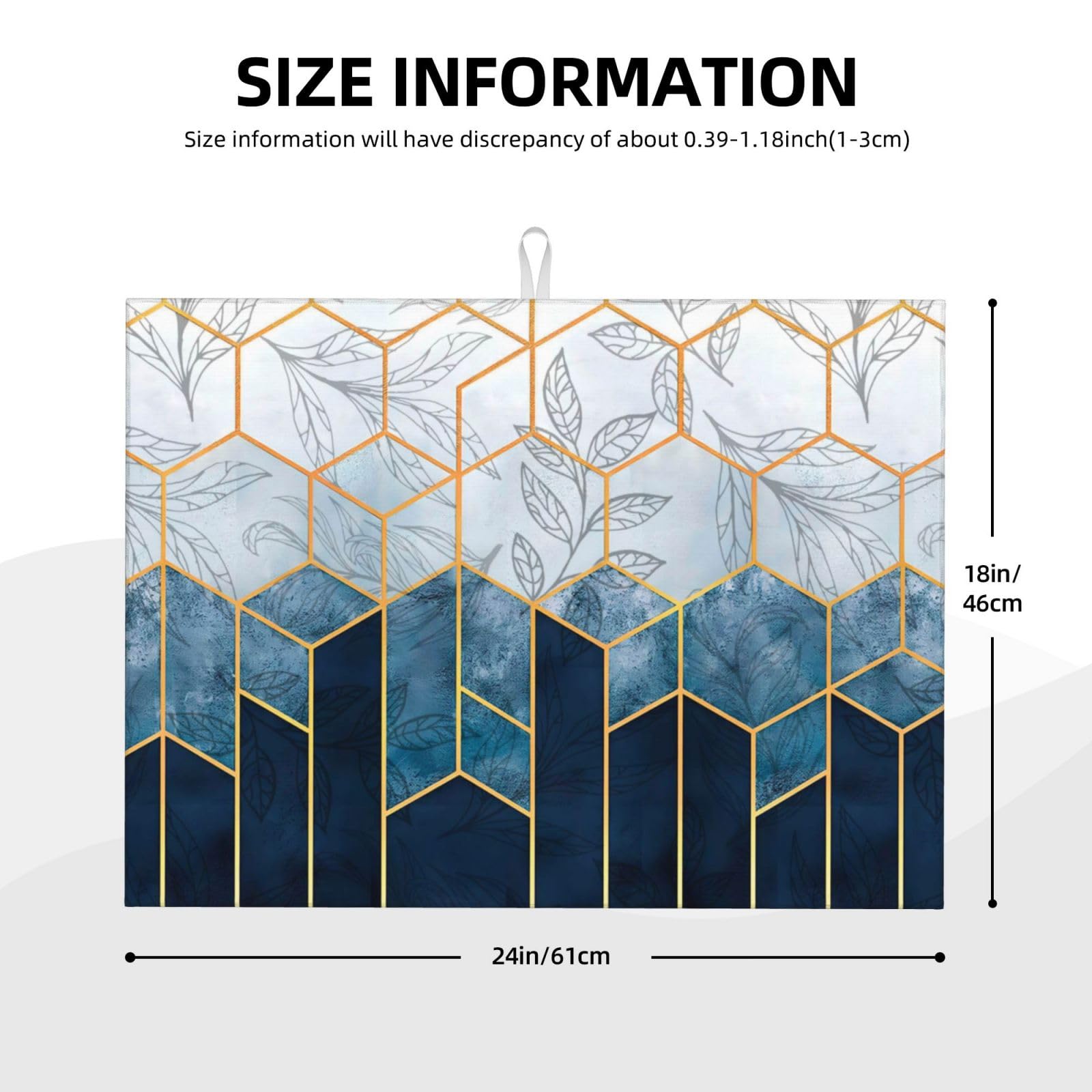 Blue Marble Texture Leaves Dish Drying Mat 18x24 For Kitchen Counter Absorbent Microfiber Dishes Pad Dish Drainer Rack Mats Fast Dry Kitchen Accessories