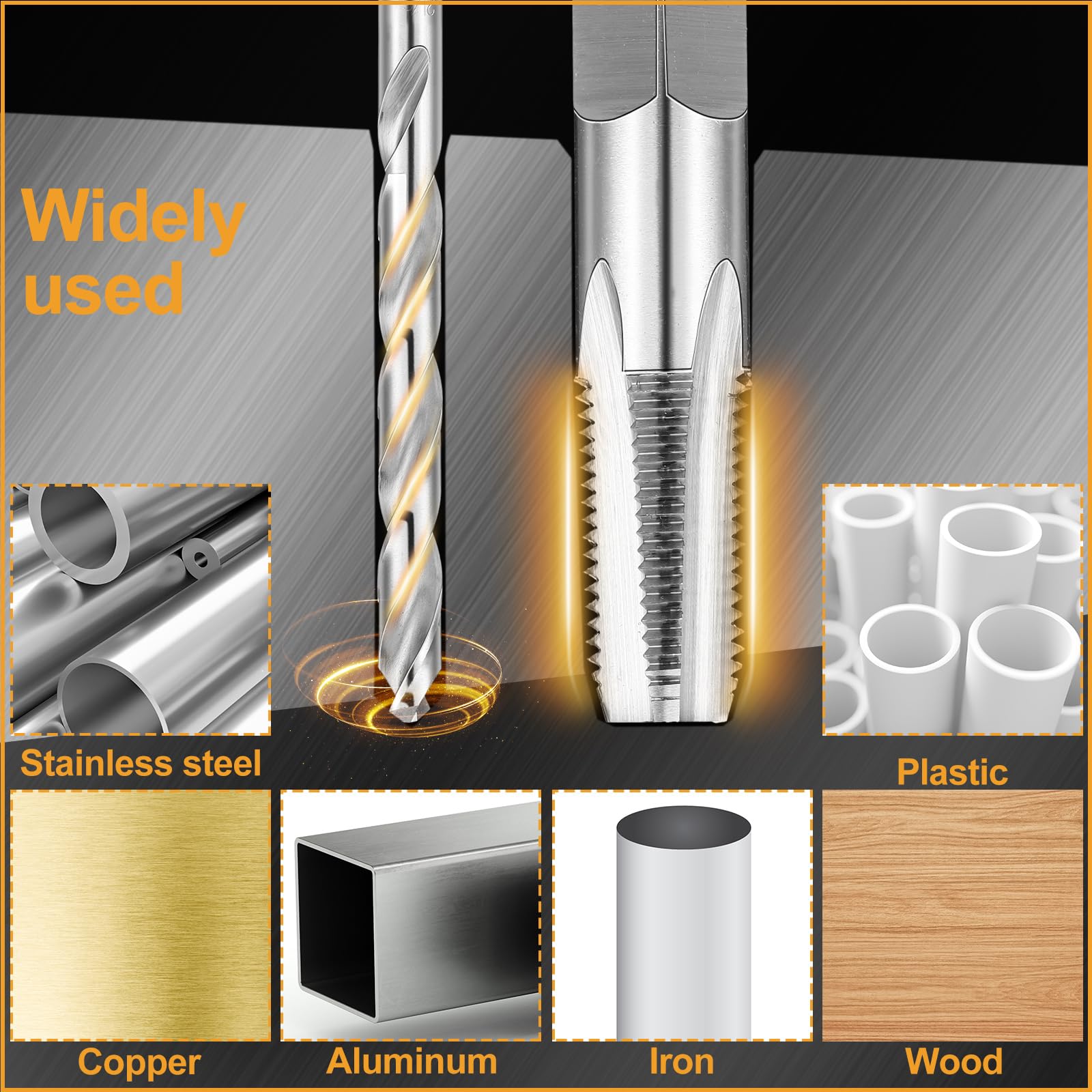 MorningRo NPT Tap & Drill Bit Set - High Speed Steel -7