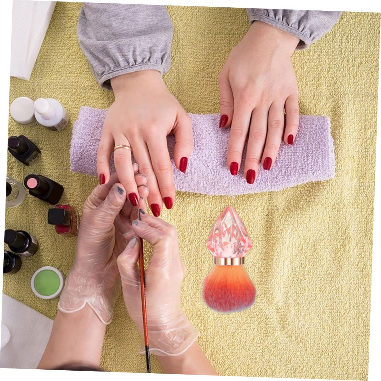 8 Pezzi Pennelli per Unghie con Spazzola per Pulizia Nail Art Rosa Assorbe Efficacemente per Unghie