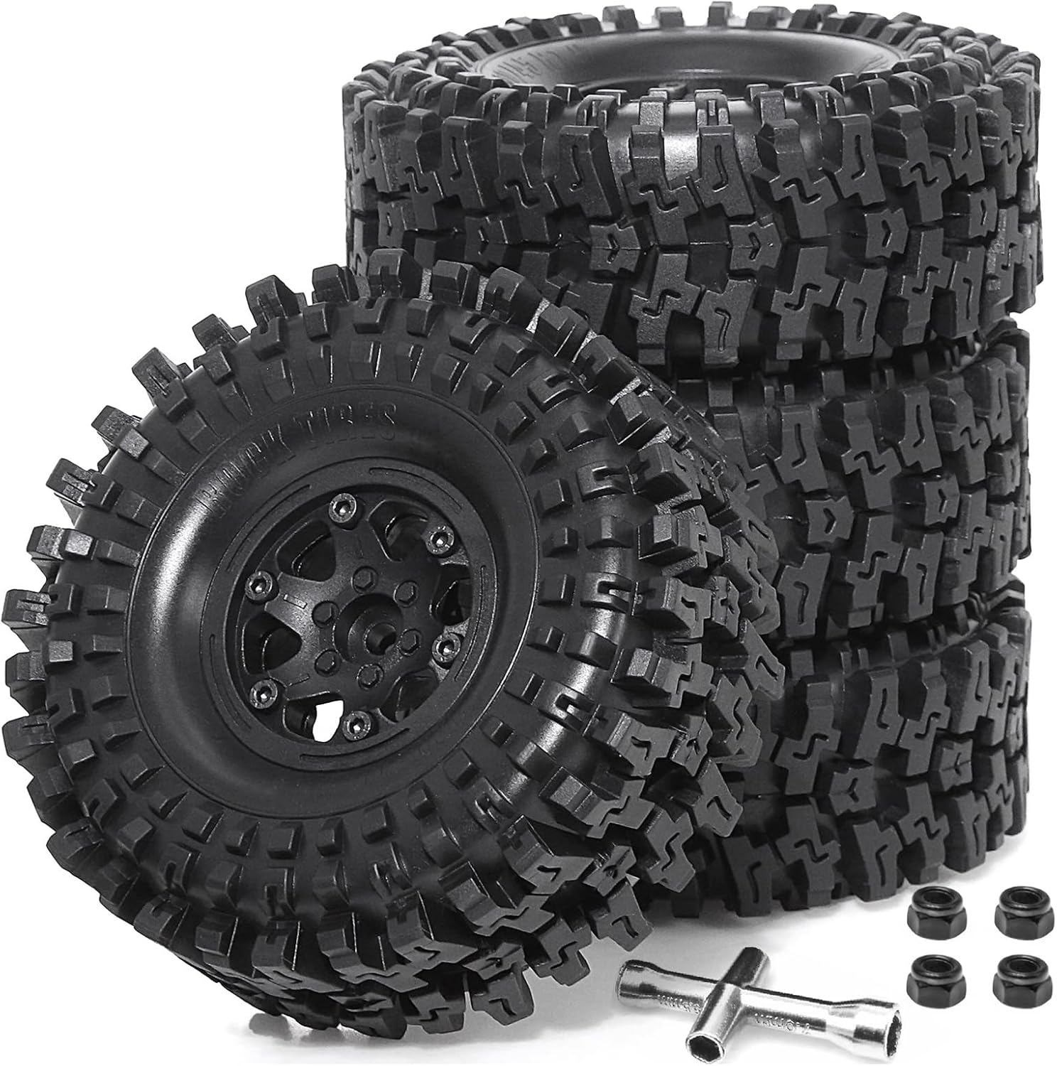 Lifehead 1.9 inch Beadlock Tires Set for 1/10 RC Crawler Car TRAXXAS TRX4 Axial SCX10 90046 90047 AXI03007 Tamiya CC01 YK4102 RGT EX86130 D90/4.7" Outer Diameter
