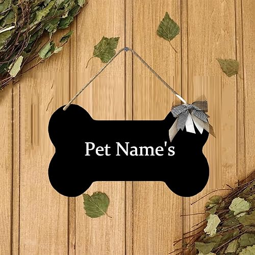 Miniatura 5 de Owesoe - Hueso de perro personalizado, decoración de letrero de madera para casa de perro, nombre personalizado con pata y cinta, letreros perfectos