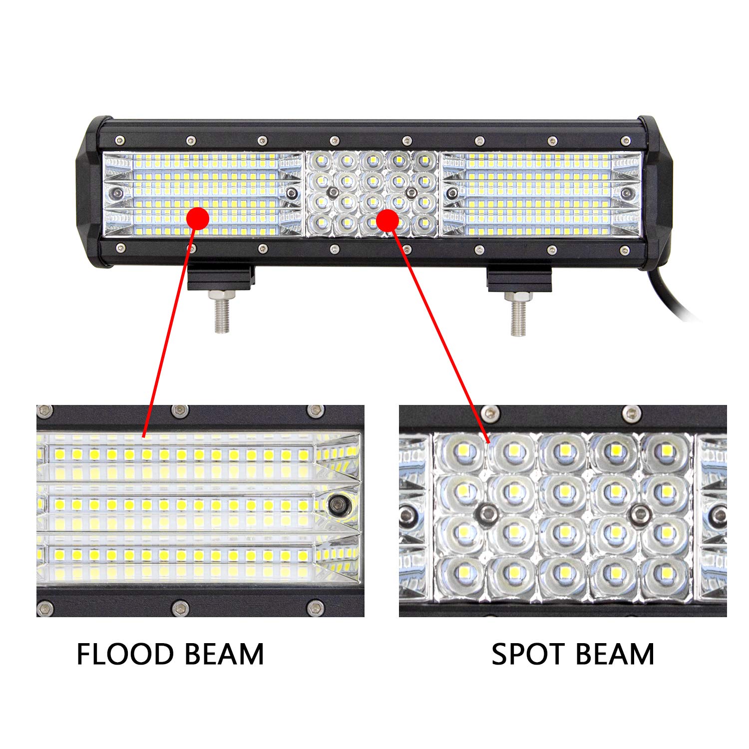 PICAA 50 Pollici 648W Barra LED Fuoristrada con 12V Cablaggio Kit, Tripla Rows Bianca 6000K Barra Luce di Lavoro Led, Fari Led Impermeabile per Auto Camion 4x4 Trattore SUV ATV