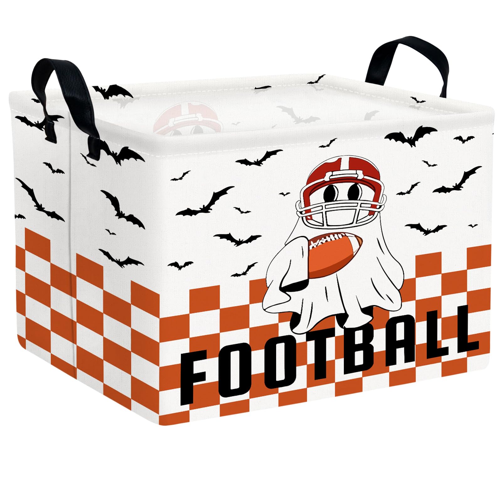 Halloween Basket Gift Cute Ghost Parties Decor Kid Trick or Treat Basket for Boys and Girls Rectangular Storage Bin Box (Football Bat)