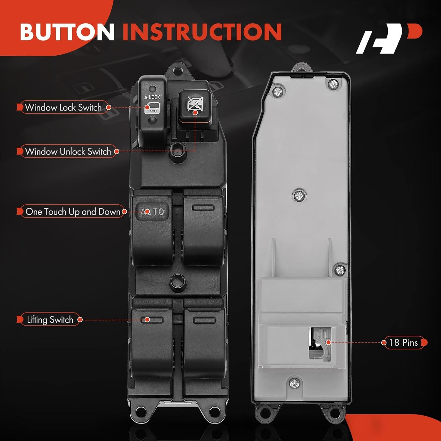 A-Premium Master Power Window Switch Compatible with Toyota Camry 2002-2006, Sienna 2004-2009 & Scion xA/xB 2004-2006, with 6 Button, Front Left Driver Side, Replace# 84820AE012