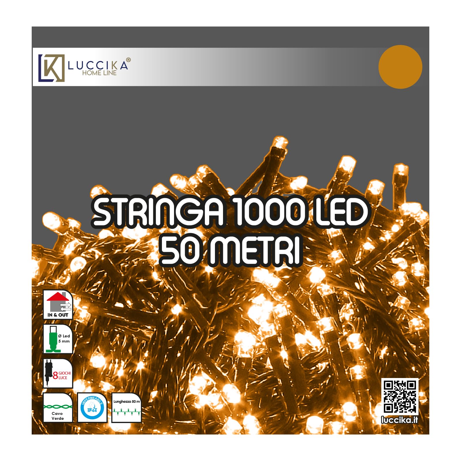 Świąteczne lampki LED do użytku zewnętrznego/wewnętrznego, 5 mm, zielony kabel, 8 trybów, kontroler 31 V z pamięcią, IP44 (złoty, 50 m 1000 LED)