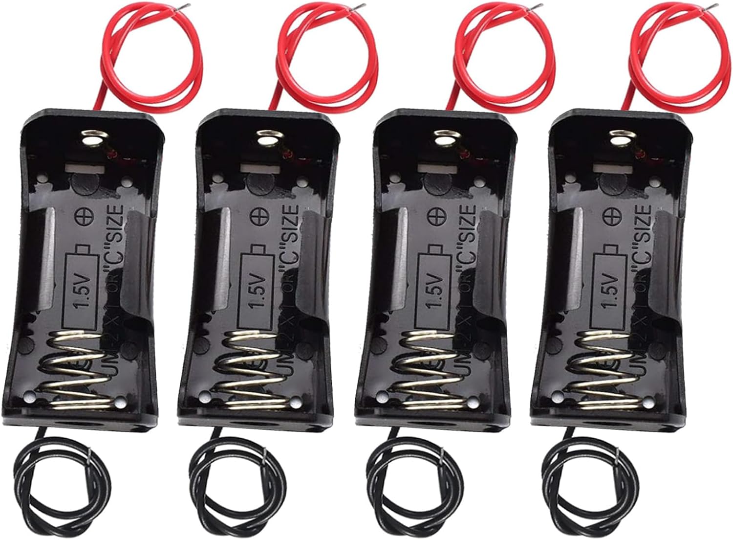 4pcs C Size Battery Holder 1x C Cell Battery Holder 1.5V C Size Battery Case Box with Wire
