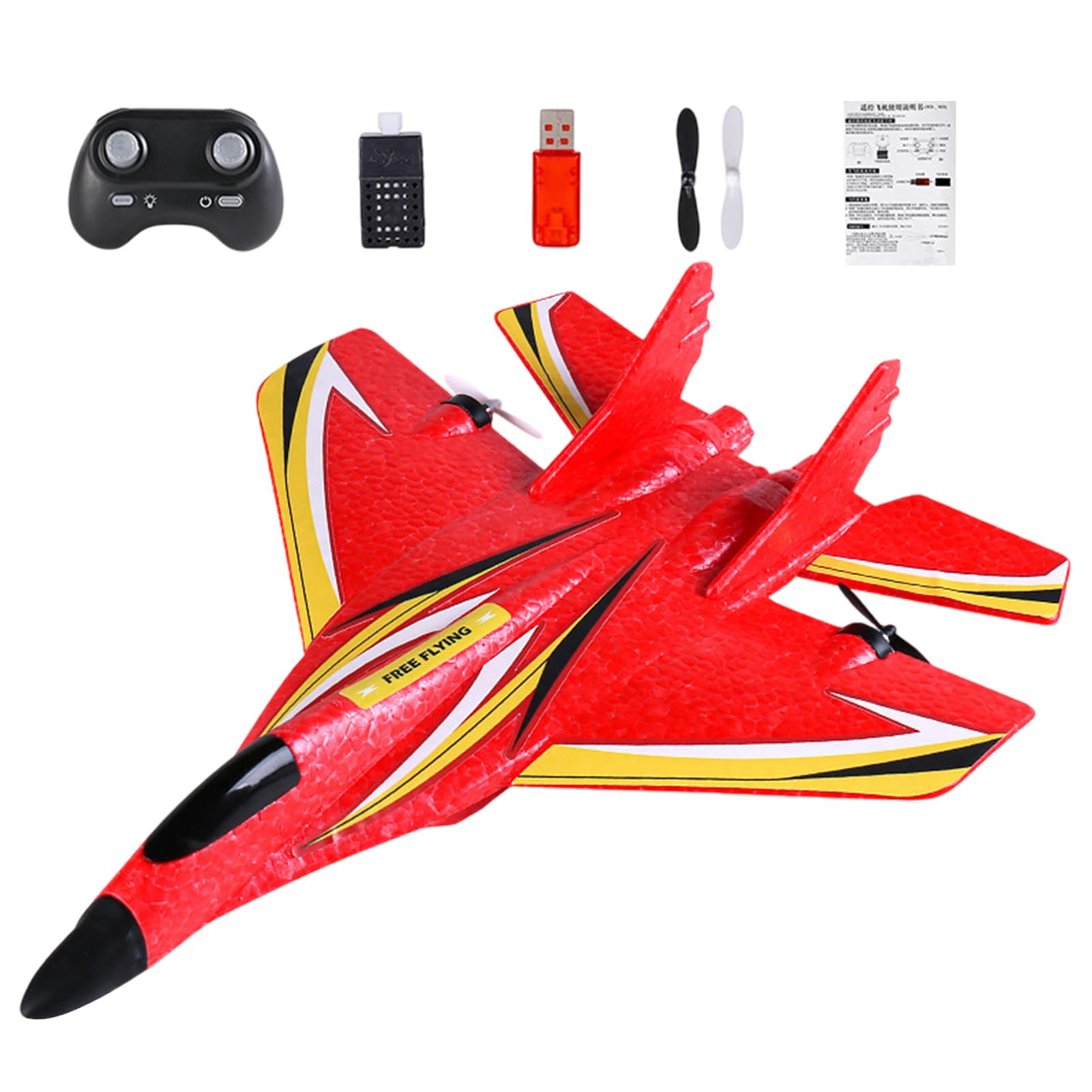Genérico Avión RC - Kit de avión de Control Remoto con luz LED | Impermeable de 2,4 GHz, Caza acrobático de Doble Motor | Educativo al Aire Libre para niños y Adultos