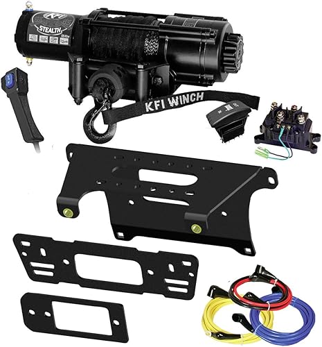 KFI - Kit combinado de cabrestante sigiloso ancho SE45w-R2 de 4500 libras, soporte de montaje, cableado, interruptores, kit remoto -