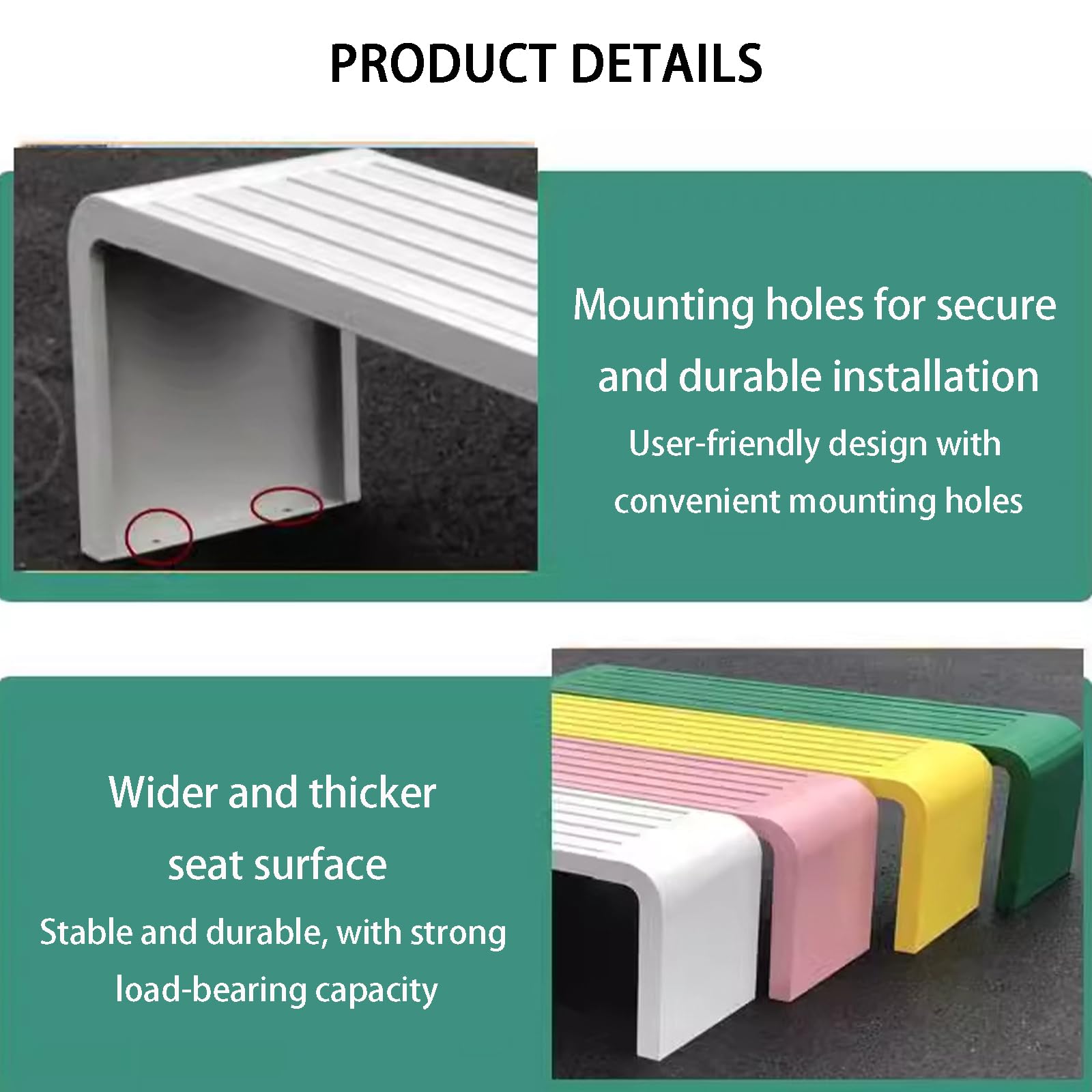 Banco metálico para Exterior, Fabricado en Acero Inoxidable, con Asiento Engrosado y ensanchado, Apto para Parques, áreas de Juego, centros comerciales y librerías. Yellow 100cm
