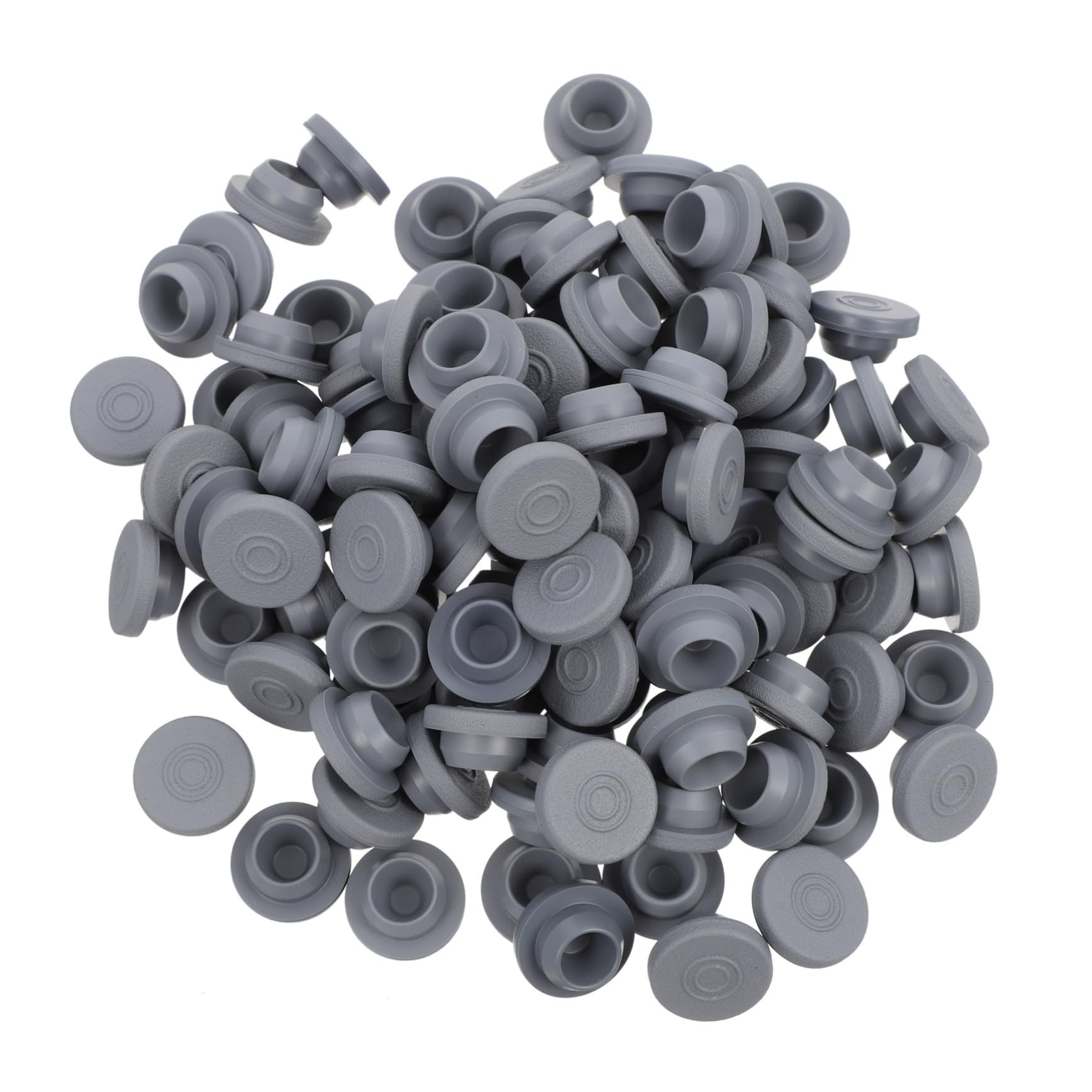 KICHOUSE 100 Pack Grey Bottle Rubber Stopper Plugs Full Injection Plugs for Bottles Lab Use
