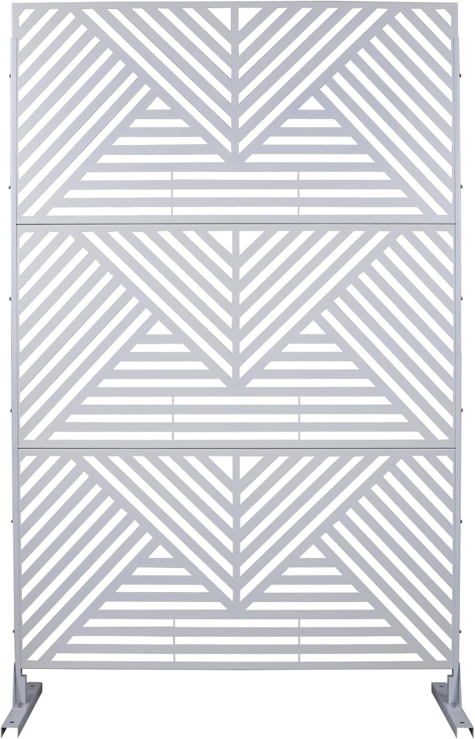 Freestanding Metal Privacy Screen 76 in H x 48 in W – Outdoor Indoor Decorative Fence Panel for Patio, Balcony, Deck, Garden, Lawn, Living Room & Office – White