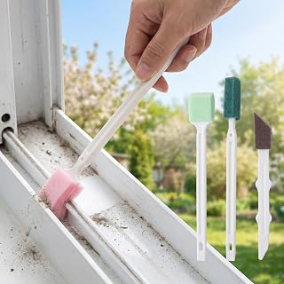 9Pcs Household Crevice Cleaning Brush Window Track Deep Scrubber Set | Flat nylon bristle crevice brushes reach tight stove top gaps easily for home chefs during spring cleaning.