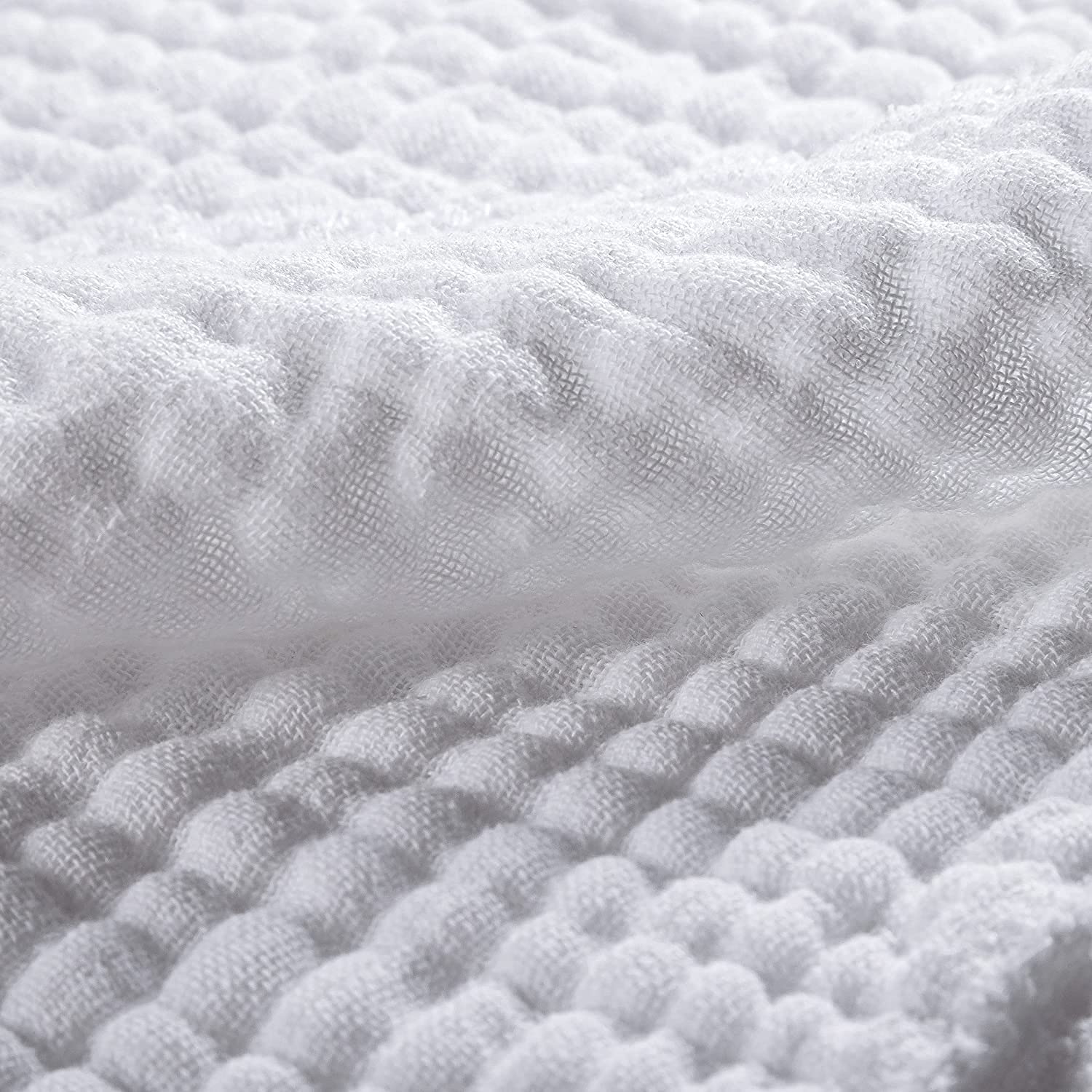 MAKIAN - Lange Bebe (Lot 10 Pièces), Débarbouillette Mousseline, 35x50 cm, 100% Coton Doux, Certifié Oeko Standard - Quatre Epaisseurs, Résistante - Blanc