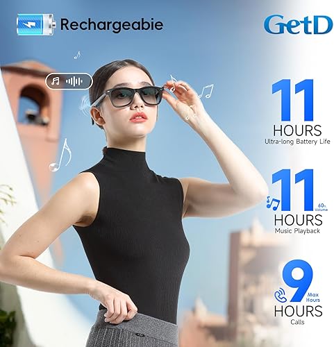 Miniatura 7 de GetD Gafas de IA 2026 para hombres y mujeres, lentes inteligentes con tecnología ChatGPT, traducción AI en tiempo real con 145 idiomas, reproducción