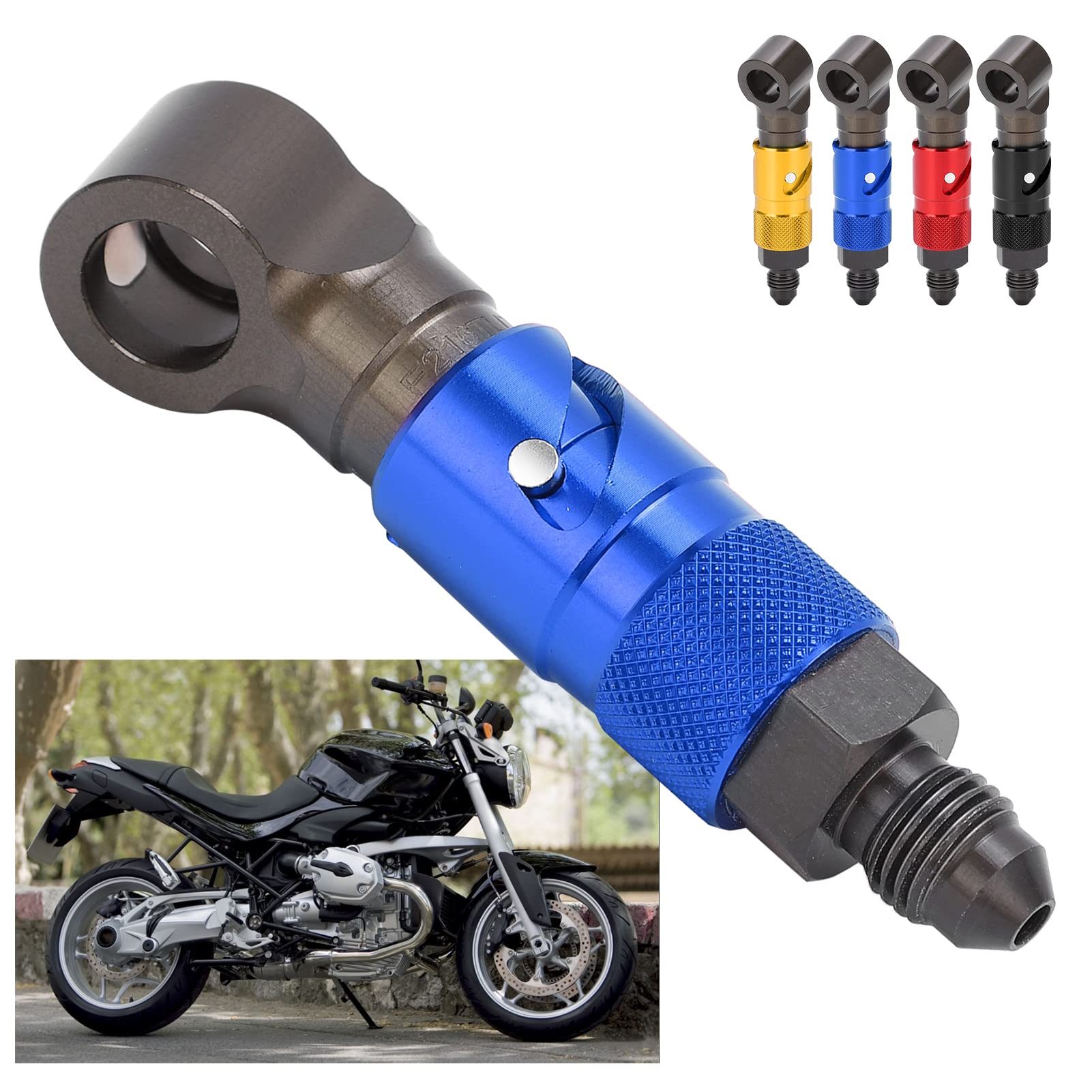 Tubo Del Freno per Motociclette a Sgancio Rapido Adattatore di Collegamento Raccordo in Lega di Alluminio Accessori Universali Curvo per Tubo Del Fluido Del Carburante Olio(Blu)
