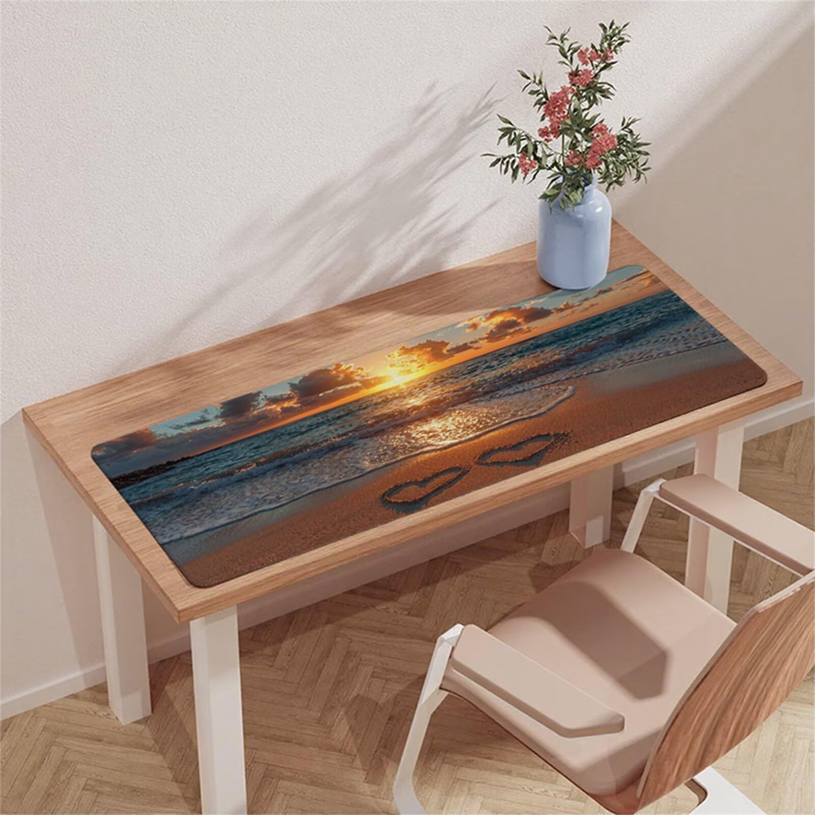 Pomarańczowa podkładka pod mysz do gier XXL 1600 x 800 x 3 mm podkładka pod mysz biurową wodoodporna podkładka pod mysz plażowa z antypoślizgową gumową podstawą zszyte krawędzie mata pod mysz biurko