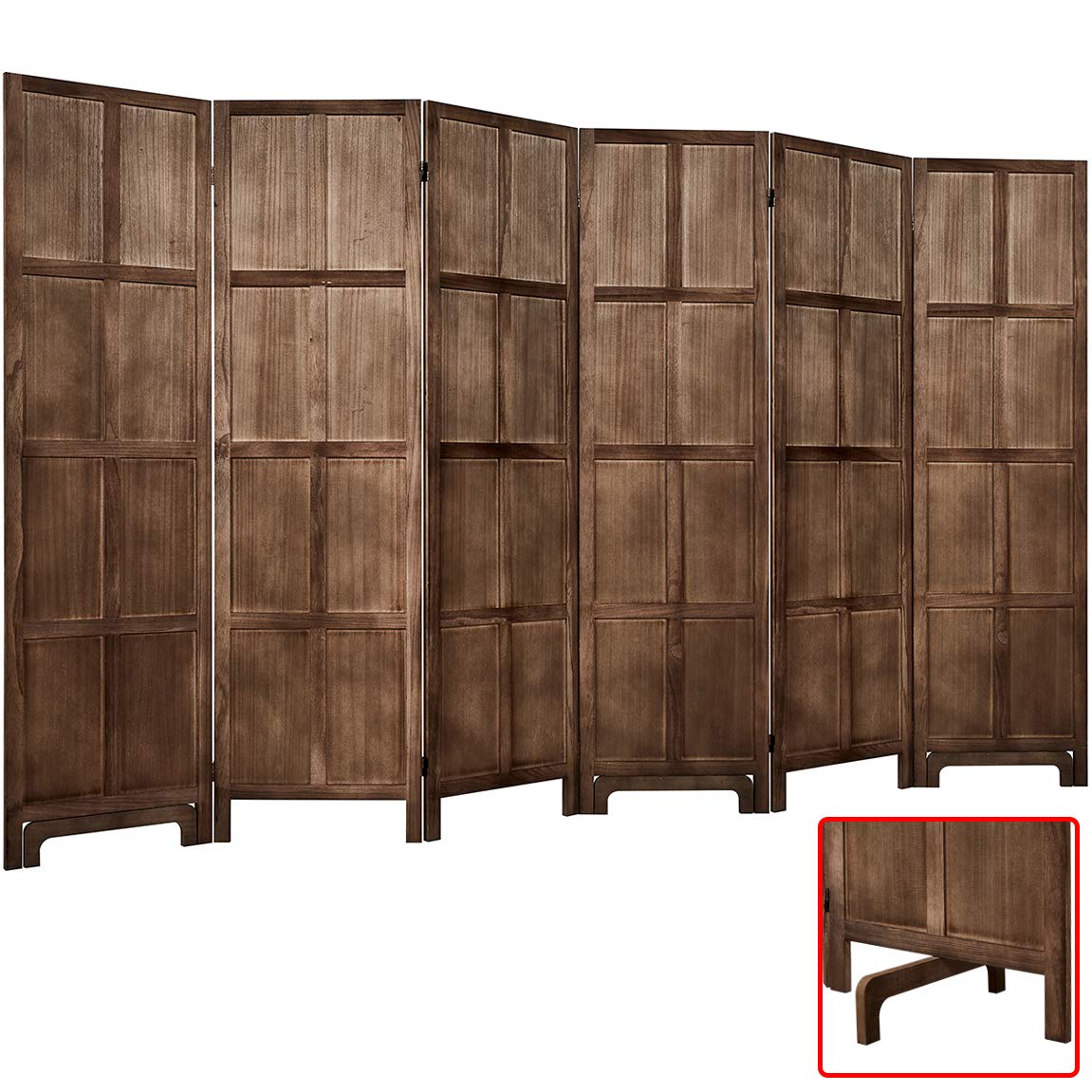 RHF 5.6 Ft.Tall Room Divider with Stand,16" Each Panel,Rustic Folding Privacy Screens,Heavy Duty