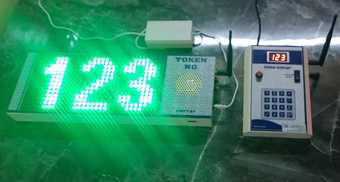 Delight Display India Wireless Token Display System with Hindi and English Announcement, Character Color Green