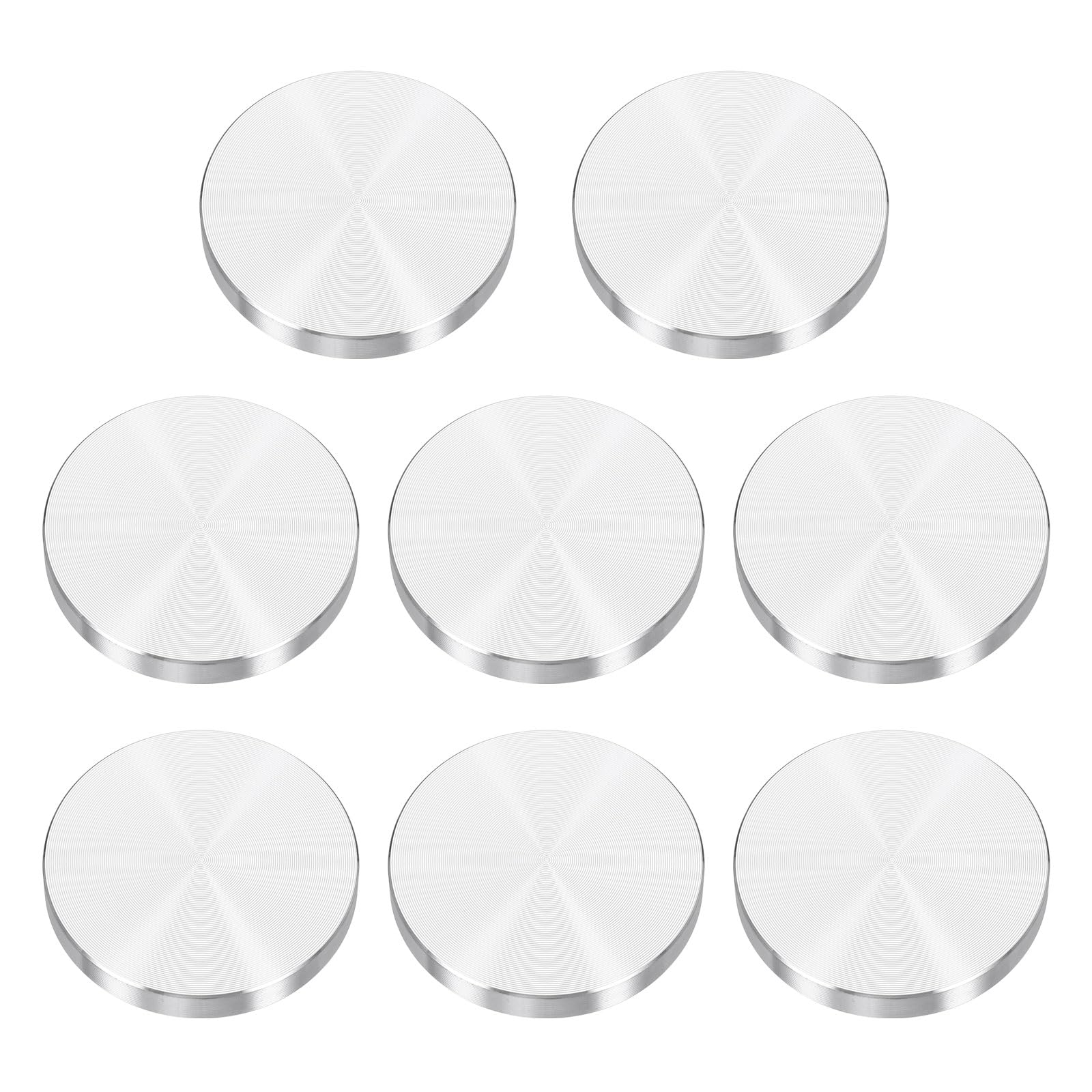 sourcing map 8Pcs Round Shape Aluminum Disc, M10 Thread 50mm Diameter Aluminum Circle Disc Glass Top Adapter for Glass Table Furniture Coffee Tables, Silver