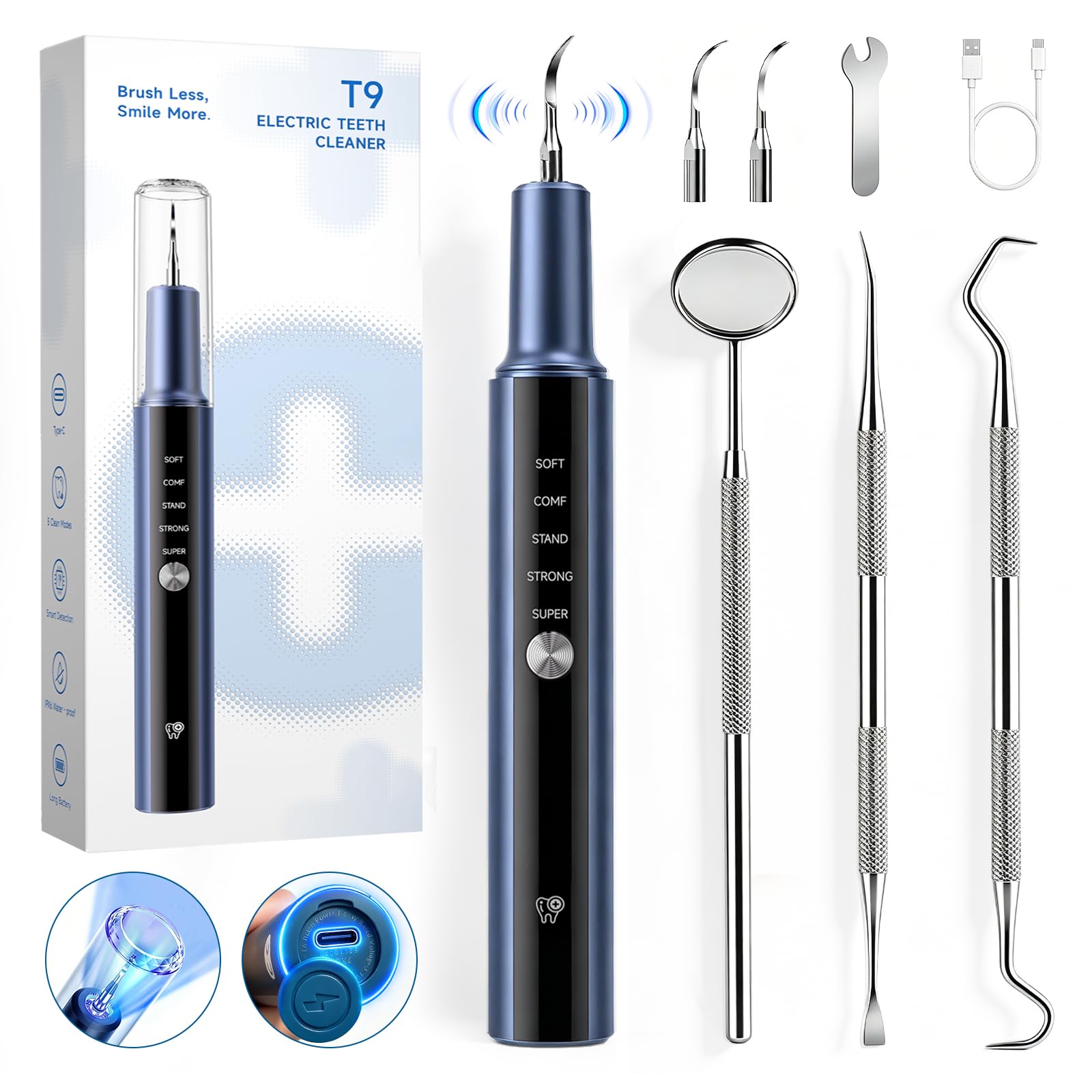 Irrigador dental de agua para dientes, irrigador oral inalámbrico con múltiples modos de limpieza, irrigador dental portátil recargable para aparatos ortopédicos, encías sensibles y cuidado