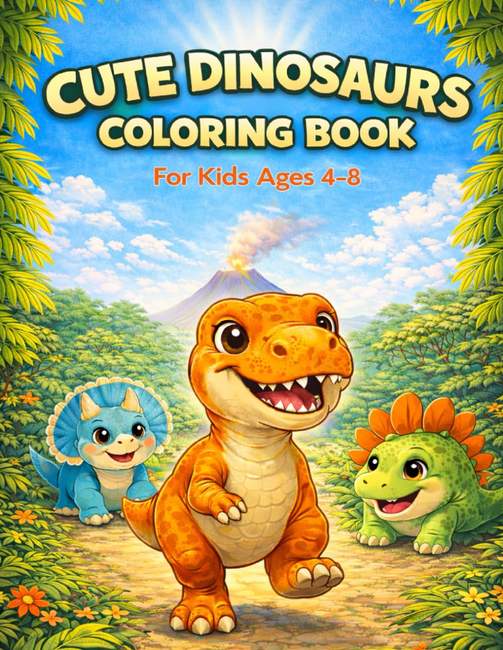 Cute Dinosaurs Coloring Book: Fun and Easy Dinosaur Coloring Pages for Kids Ages 4–8