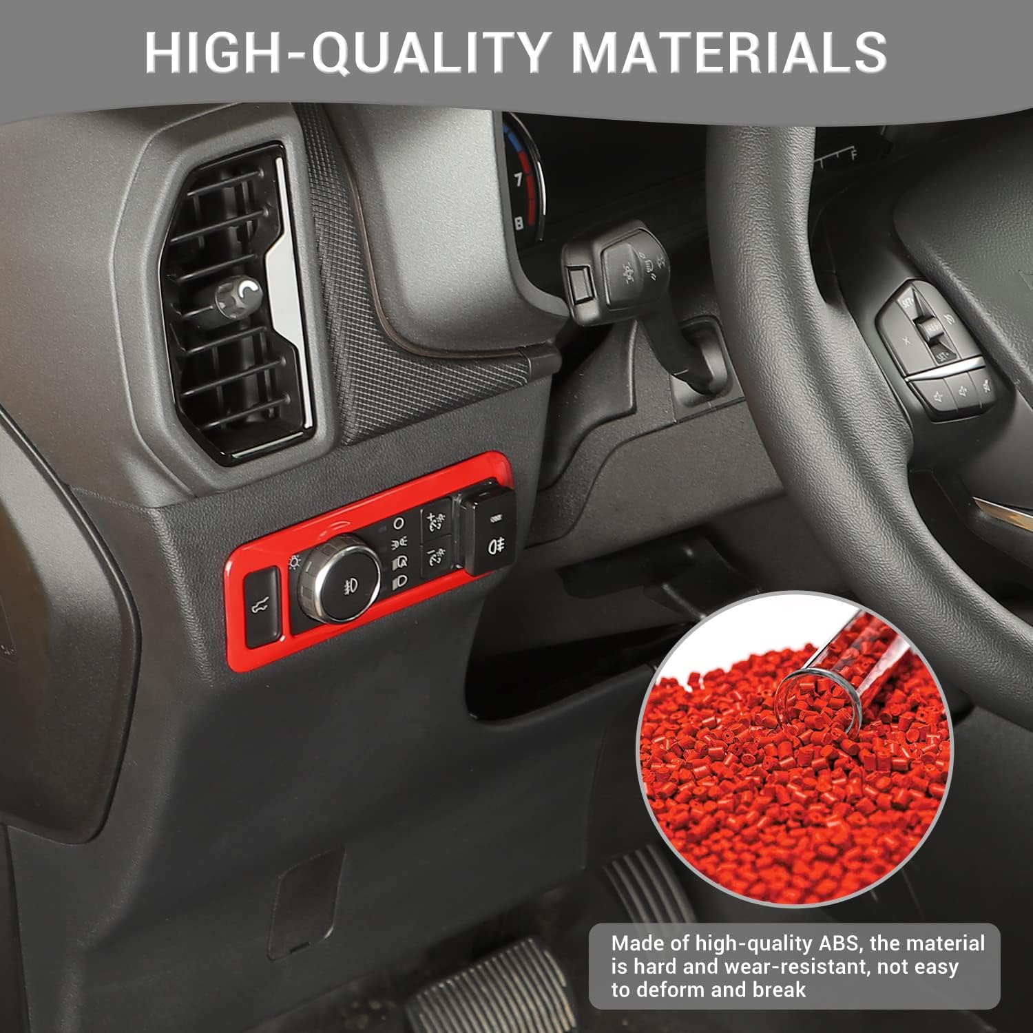 for Bronco Headlight Switch Panel Trim Cover for Bronco/Bronco Sport 2021-Present for Mustang 2024-Present Red Interior Accessories
