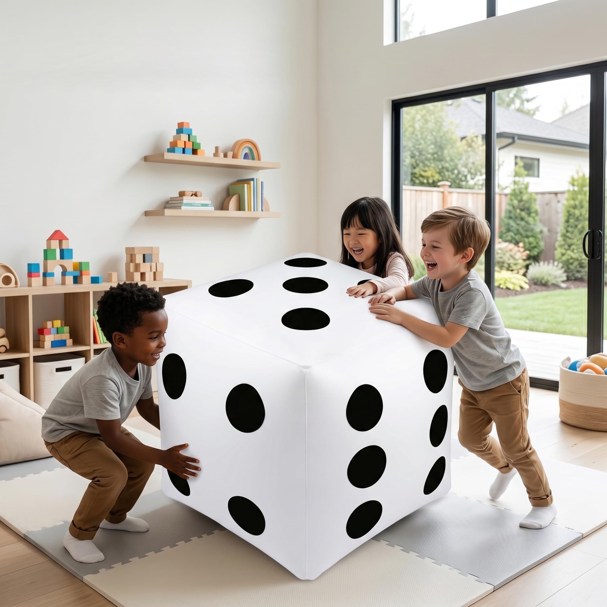 Dados Gigantes Grandes de 40 Pulgadas Herramientas de Juego Divertidas de Dados inflables Grandes para Juegos de césped de Piscina de Fiesta Blanco