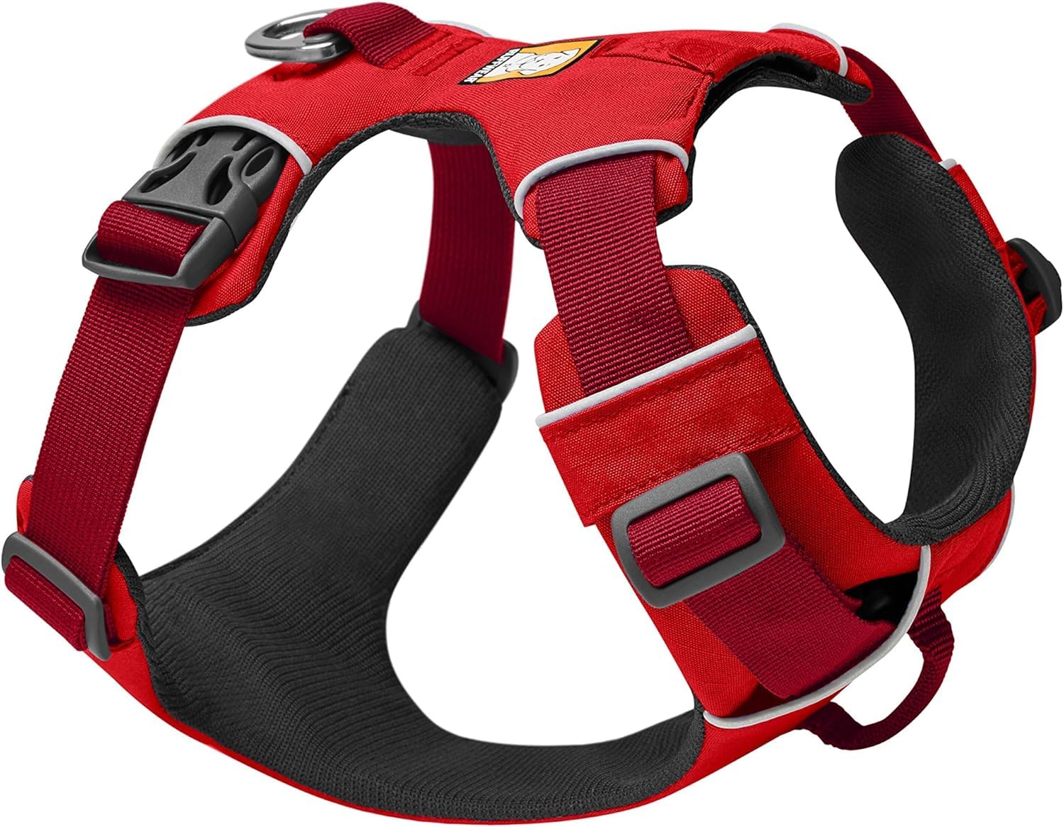 RUFFWEAR Front Range Medium Reflective Dog Harness - Adjustable Padded Comfortable Everyday Walking, No Pull & 2 Lead Attachments - Size M, Red Summac