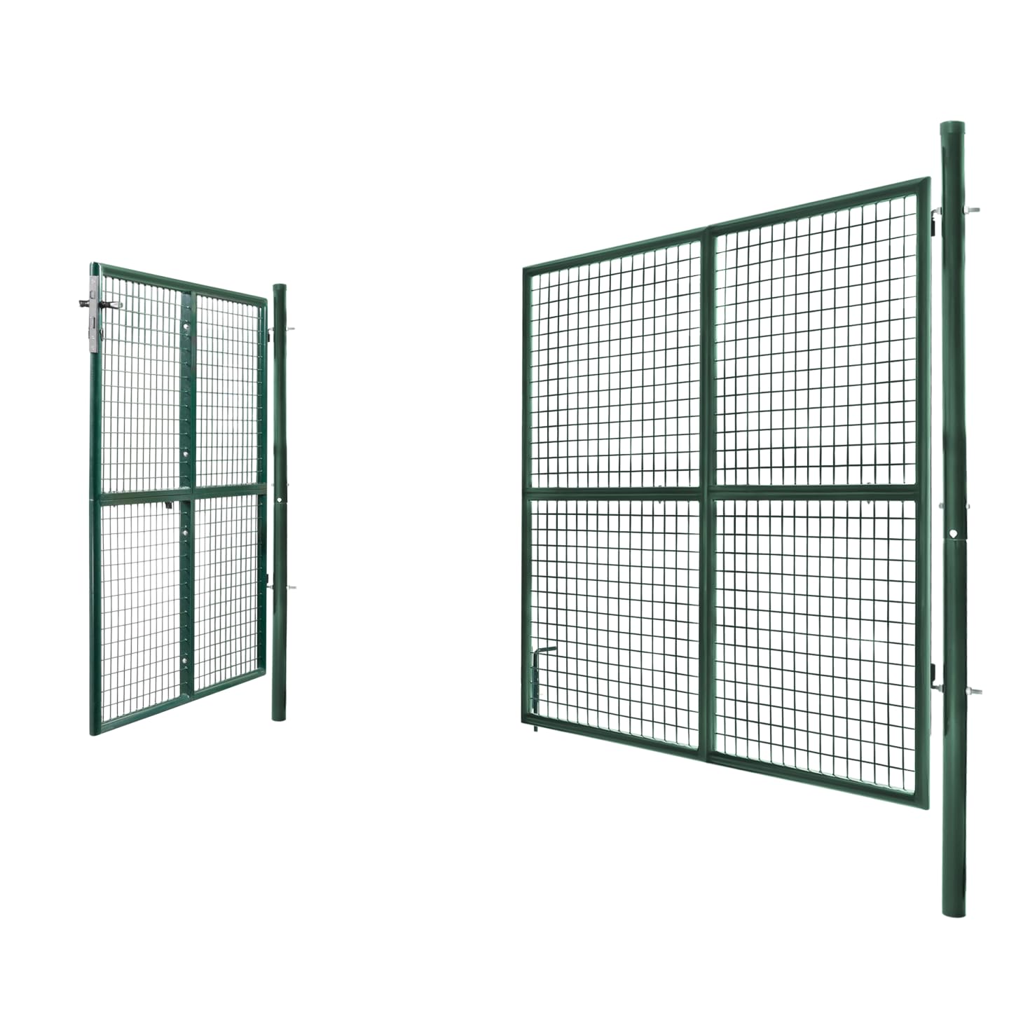 IDMarket - Cancello di recinzione in acciaio verde 315 x 150 cm con serratura e maniglia