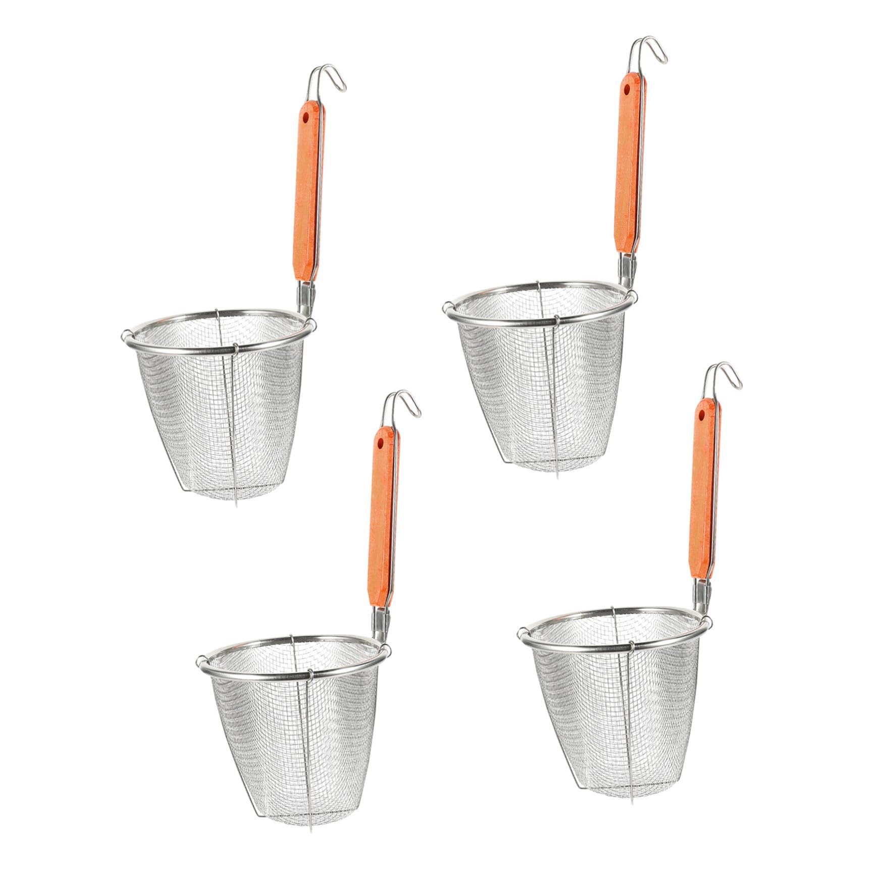 LABRIMP Colador de Acero Inoxidable para Fideos y Pasta con Mango de Madera de 14 Cm, Cesta Escurridora Resistente y Ligera, Utensilio de Cocina Adecuado para Cocción y Escurrido, Juego