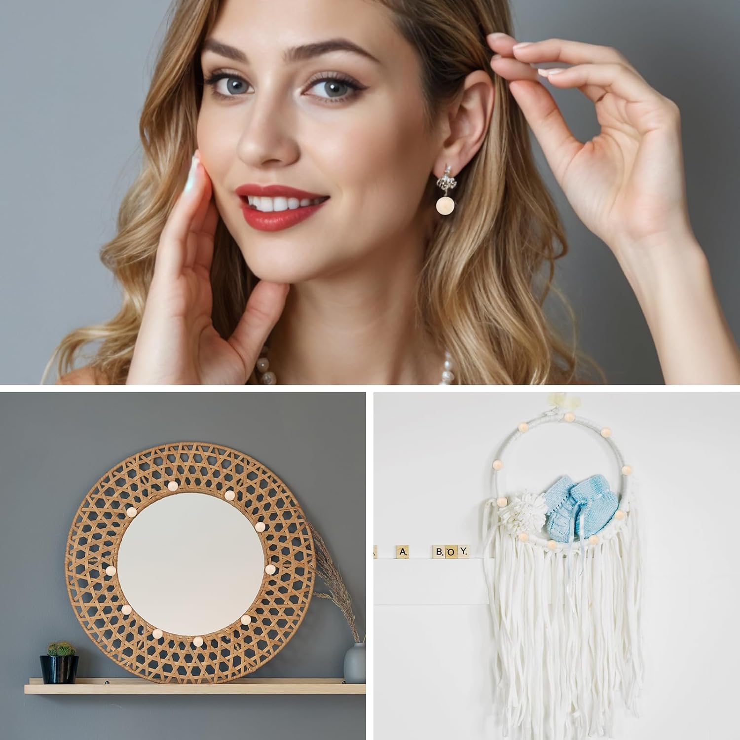 200 PCS Half Wooden Beads, 12/20mm Unfinished Natural Half Wooden Split Round Wood Balls, Small Halfs Round Decorative Wood Craft Beads Balls for Paint DIY Craft Christmas Party Decoration Supplies - Image 7