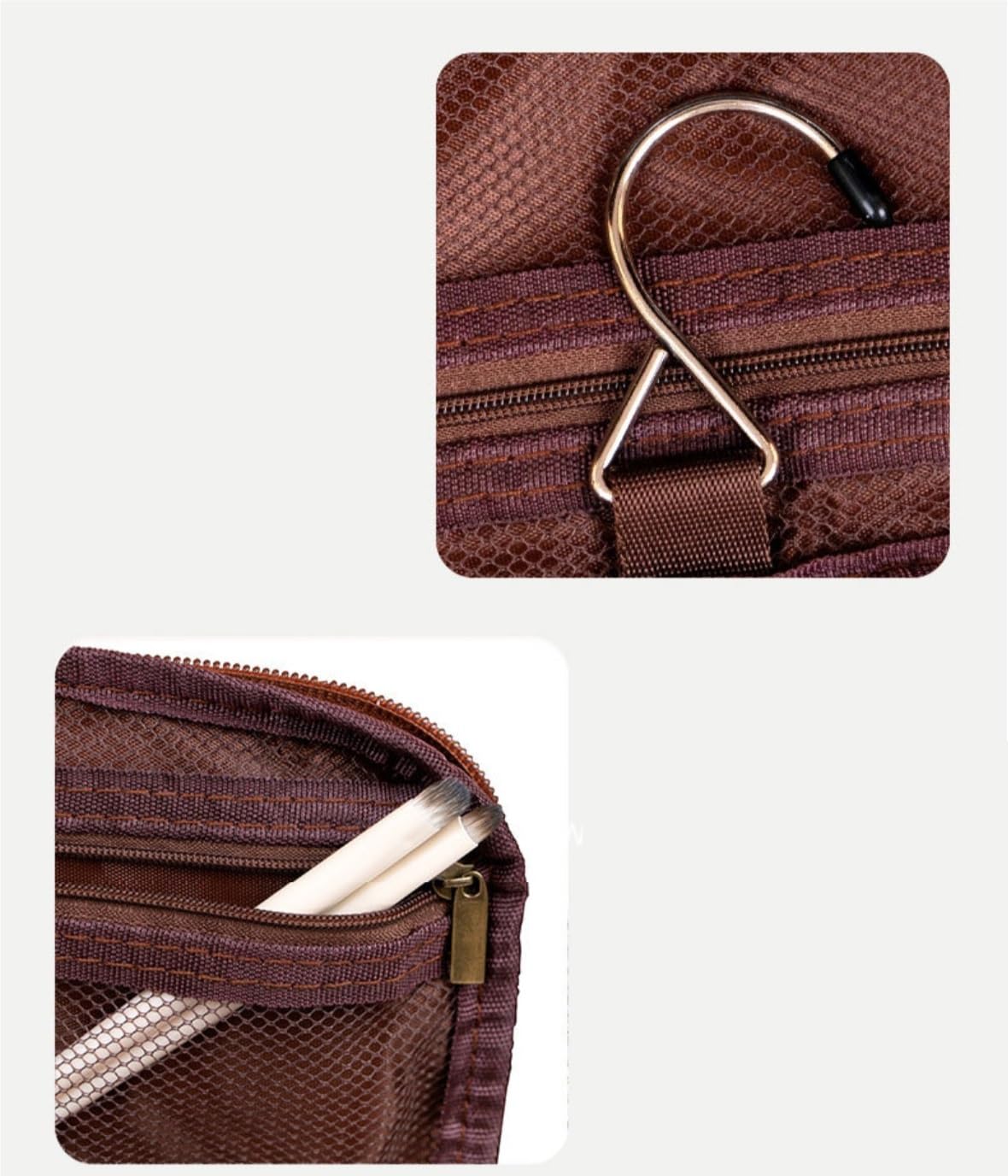 Wielofunkcyjna kosmetyczka Wisząca kosmetyczka PU Organizer na kosmetyki podróżne Wielokolorowy(Red Brown)